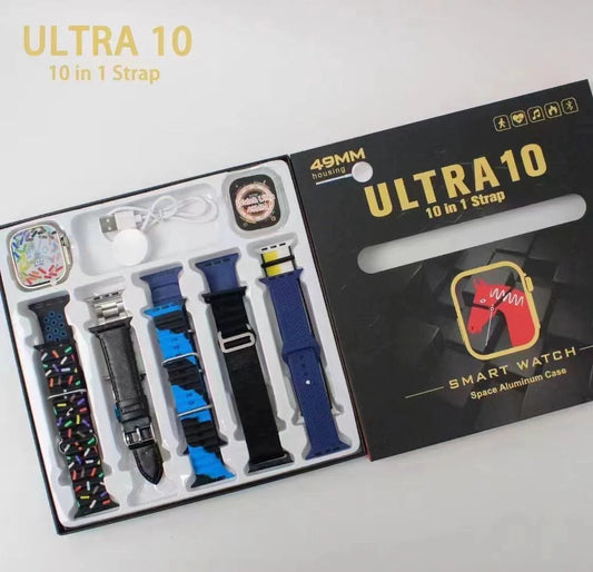 Ultra 10 Smart Watch | 10 In 1 Straps + Jelly Case